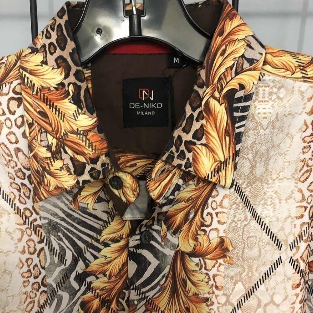 Deniko button down shirt multi color modern fit M - Picture 2 of 4